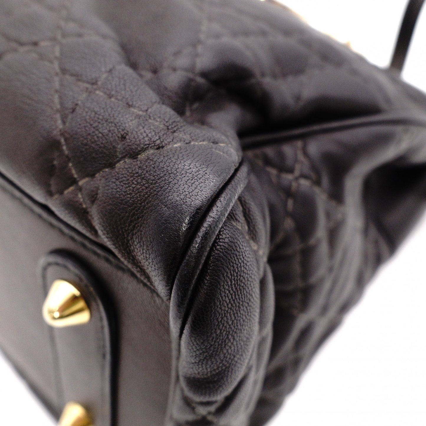 Christian Dior Cannage Lady Dior Handbag, Leather, Black, 2-Way, Gold Hardware