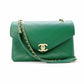 CHANEL Chevron Shoulder Bag Leather Green