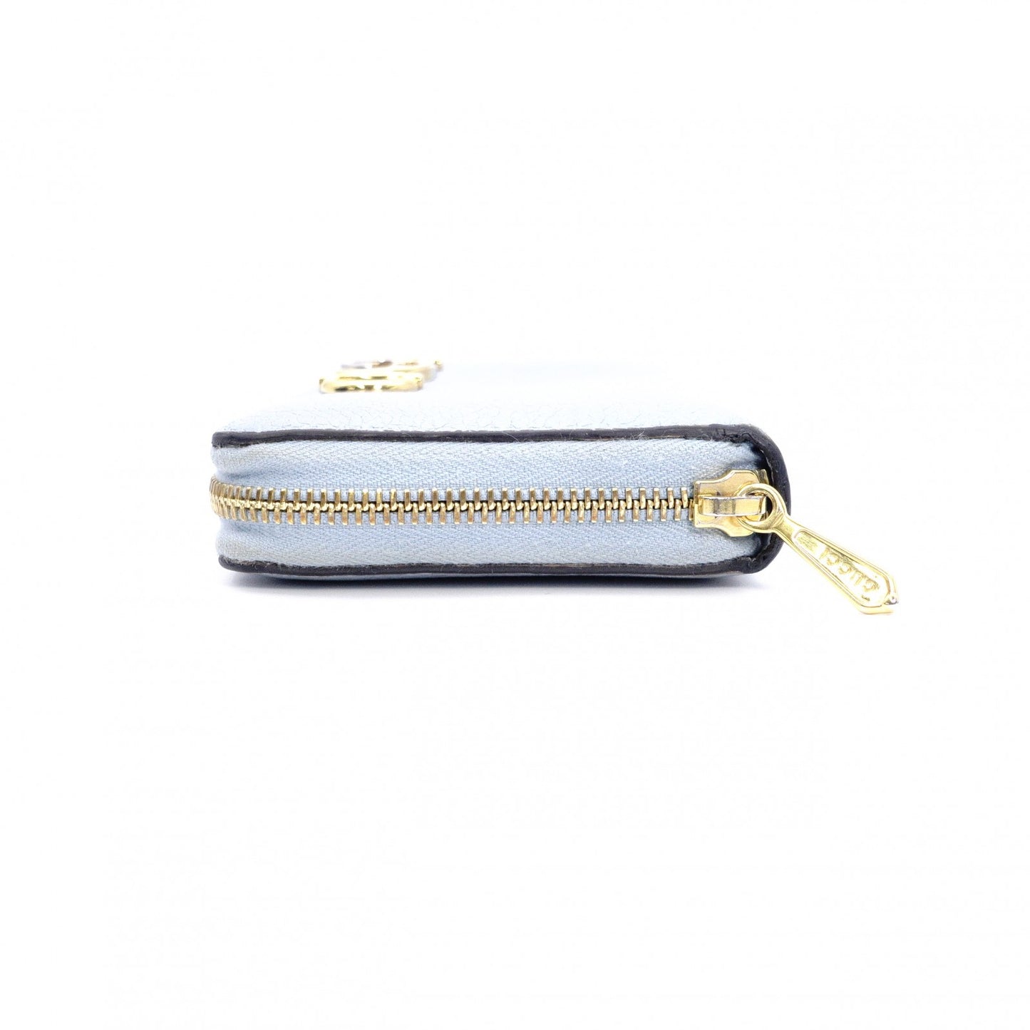 GUCCI Zumi Long Wallet, Leather, Blue, Gold Hardware