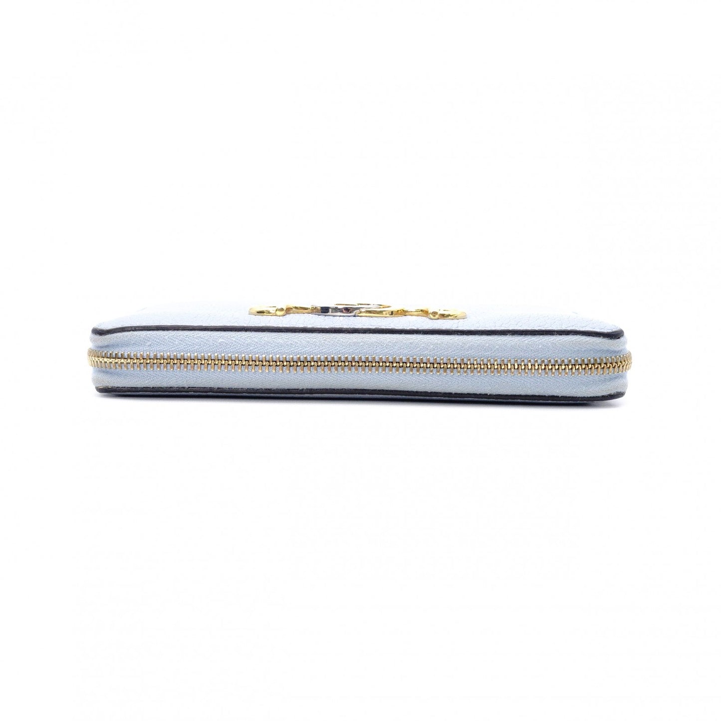 GUCCI Zumi Long Wallet, Leather, Blue, Gold Hardware
