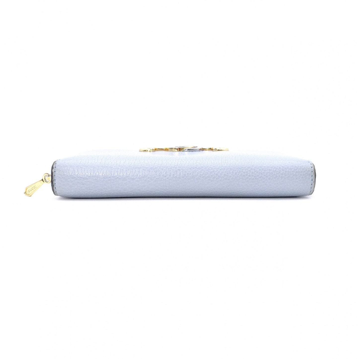 GUCCI Zumi Long Wallet, Leather, Blue, Gold Hardware