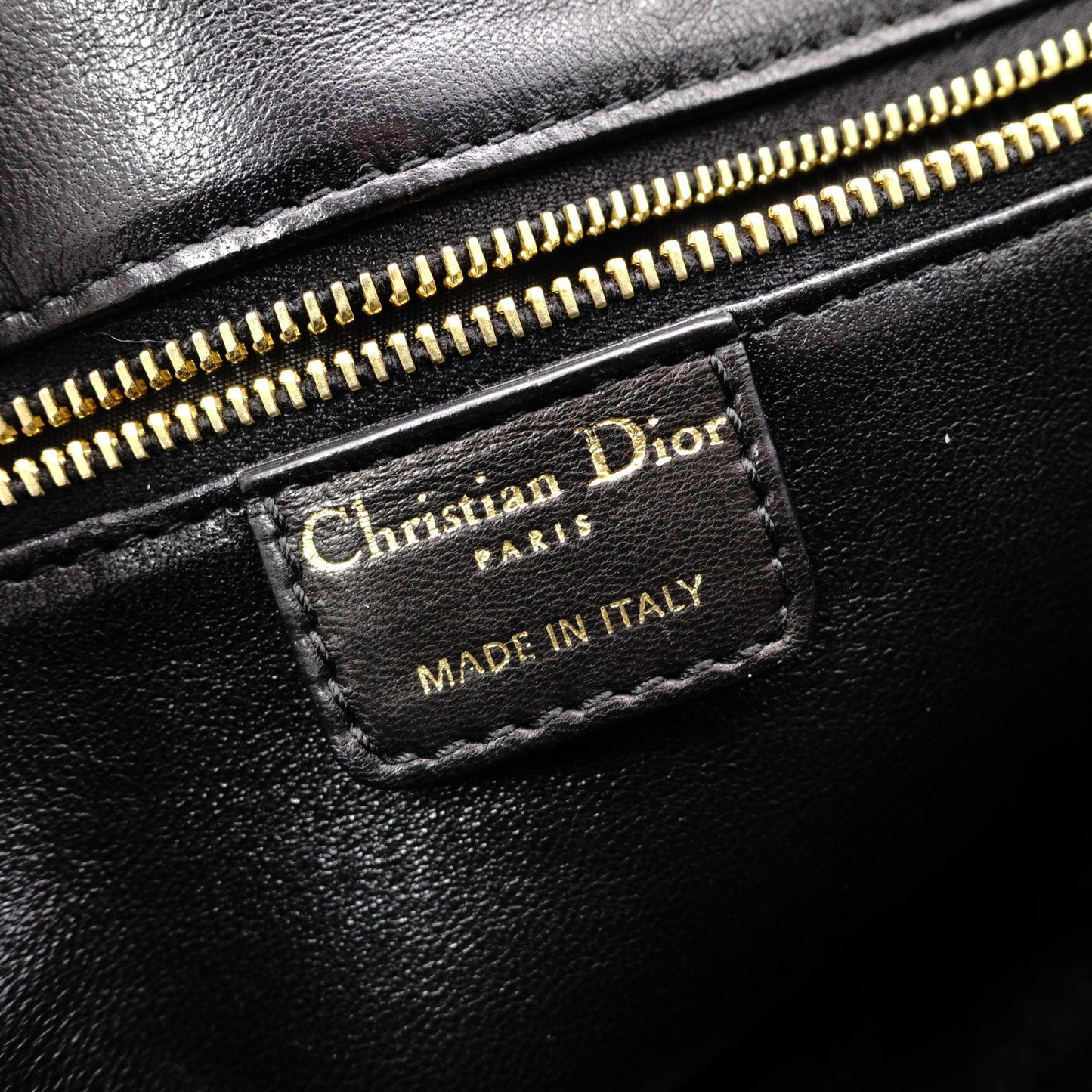 Christian Dior Cannage Lady Dior Handbag, Leather, Black, 2-Way, Gold Hardware