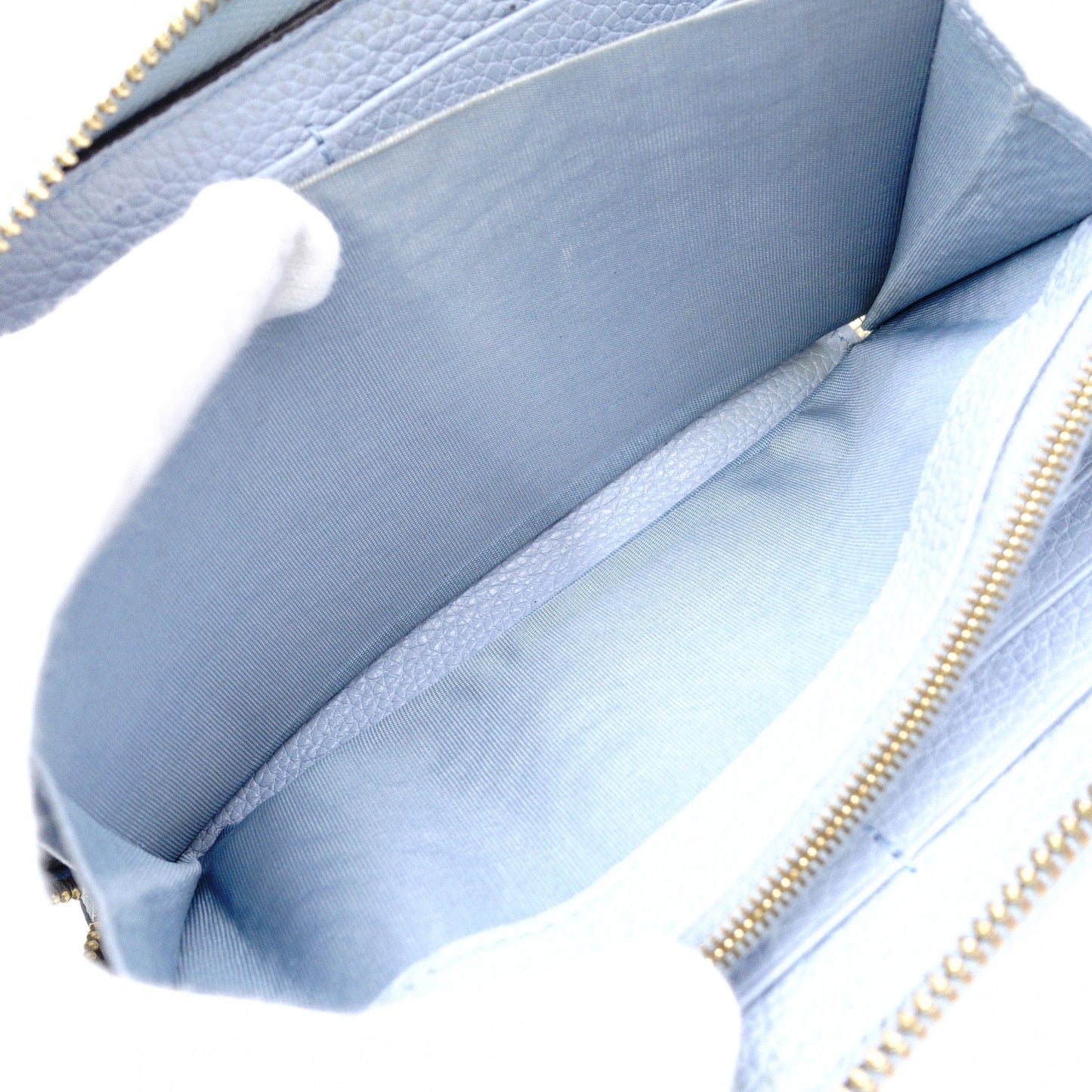 GUCCI Zumi Long Wallet, Leather, Blue, Gold Hardware