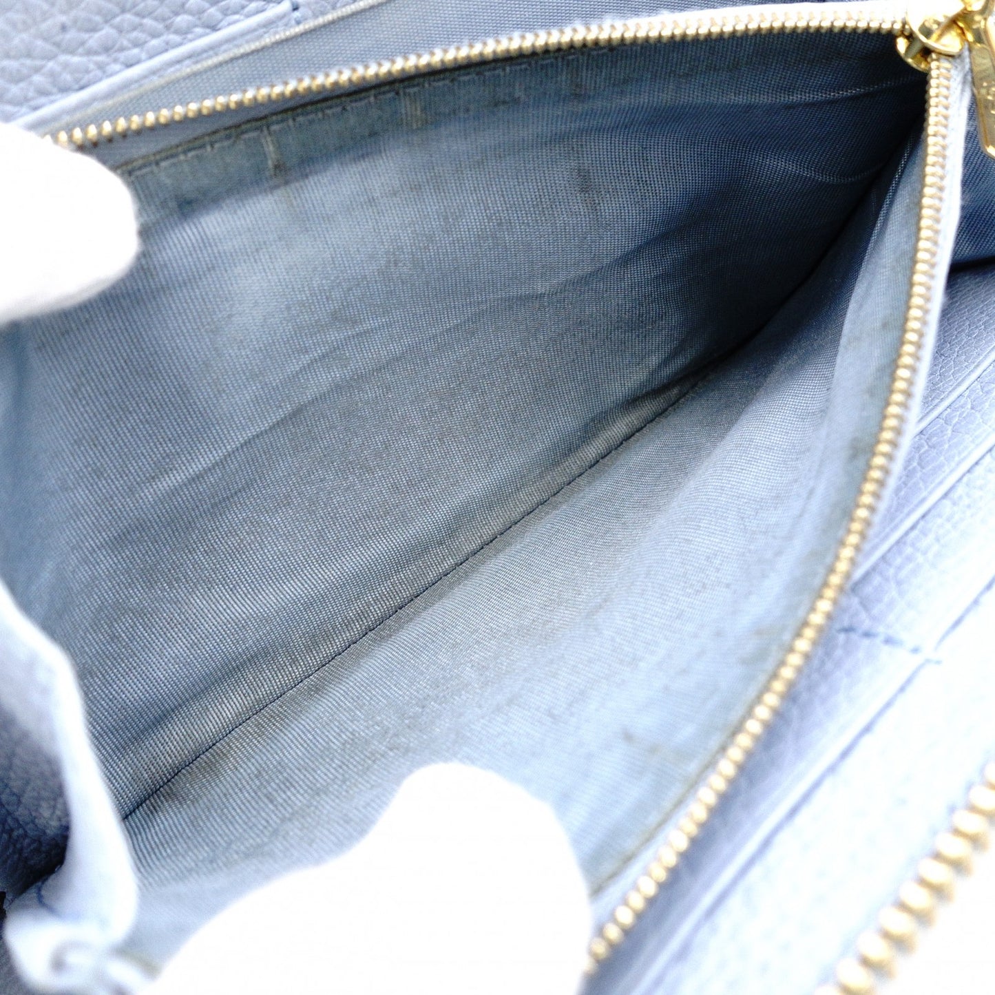 GUCCI Zumi Long Wallet, Leather, Blue, Gold Hardware