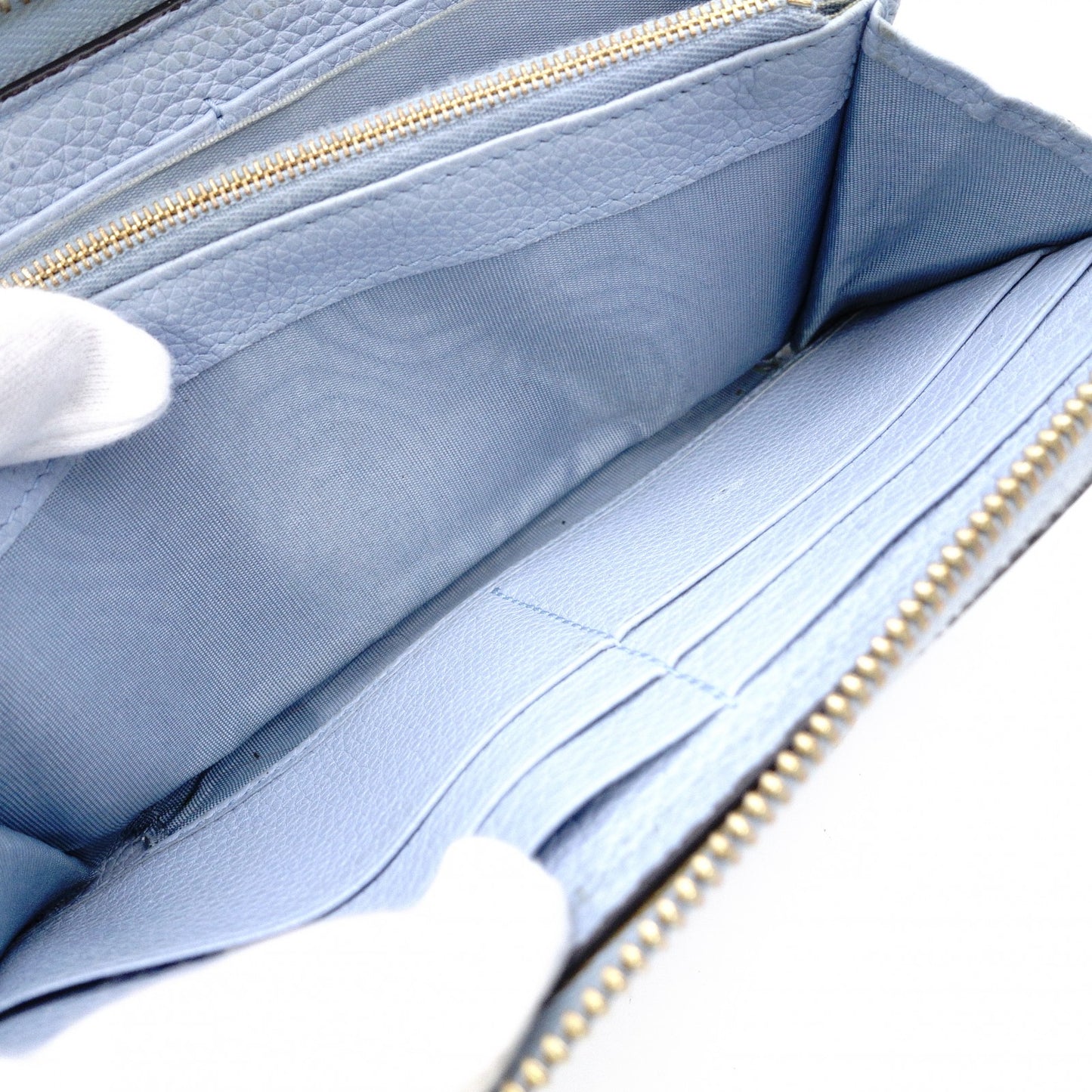 GUCCI Zumi Long Wallet, Leather, Blue, Gold Hardware