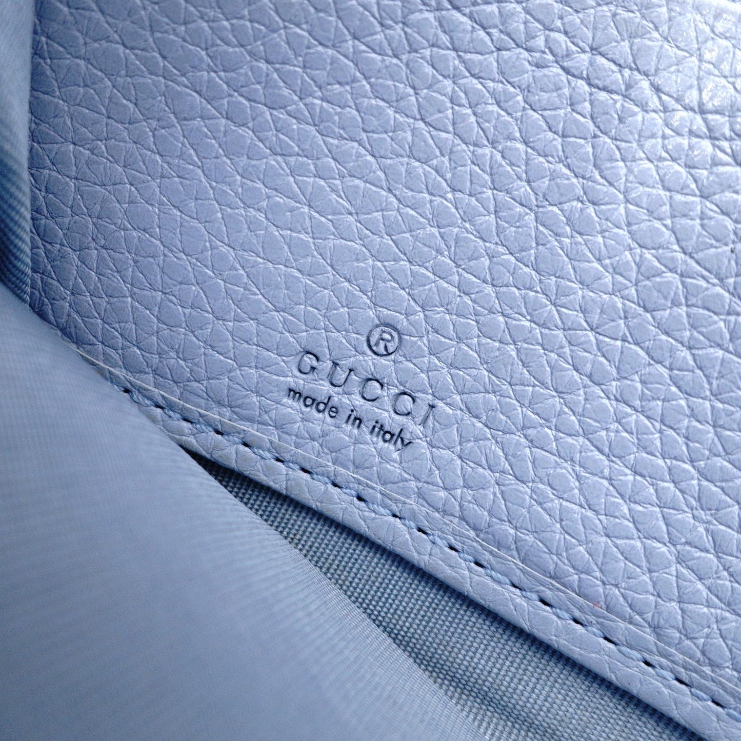 GUCCI Zumi Long Wallet, Leather, Blue, Gold Hardware
