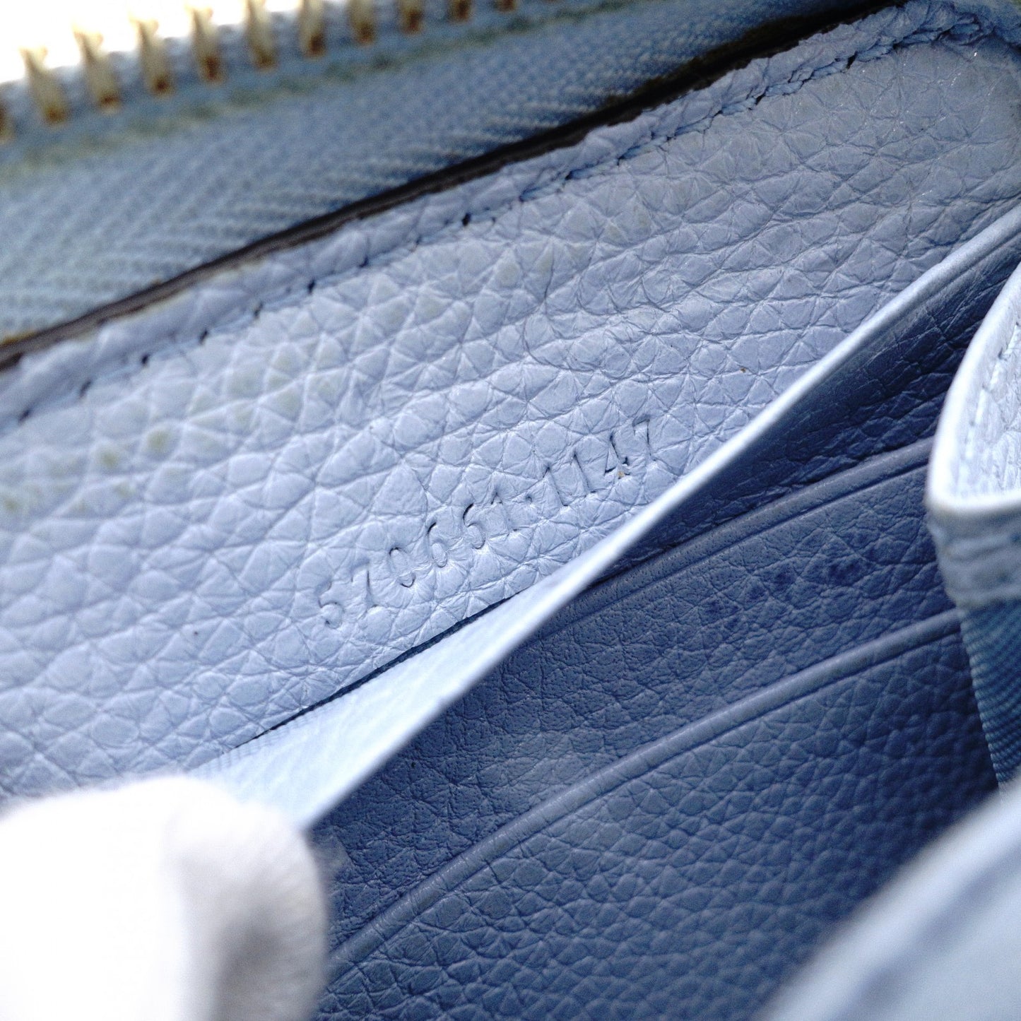 GUCCI Zumi Long Wallet, Leather, Blue, Gold Hardware