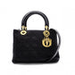 Christian Dior Lady Dior Handbag, Nylon, Black, 2-Way, Gold Hardware