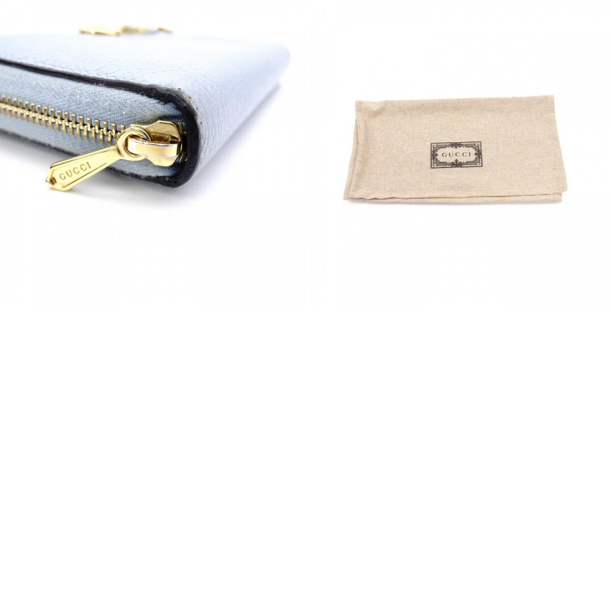 GUCCI Zumi Long Wallet, Leather, Blue, Gold Hardware