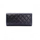 CHANEL Lambskin Cambon Line Long Wallet, Leather, Black, Silver, CC Logo