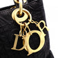 Christian Dior Lady Dior Handbag, Nylon, Black, 2-Way, Gold Hardware