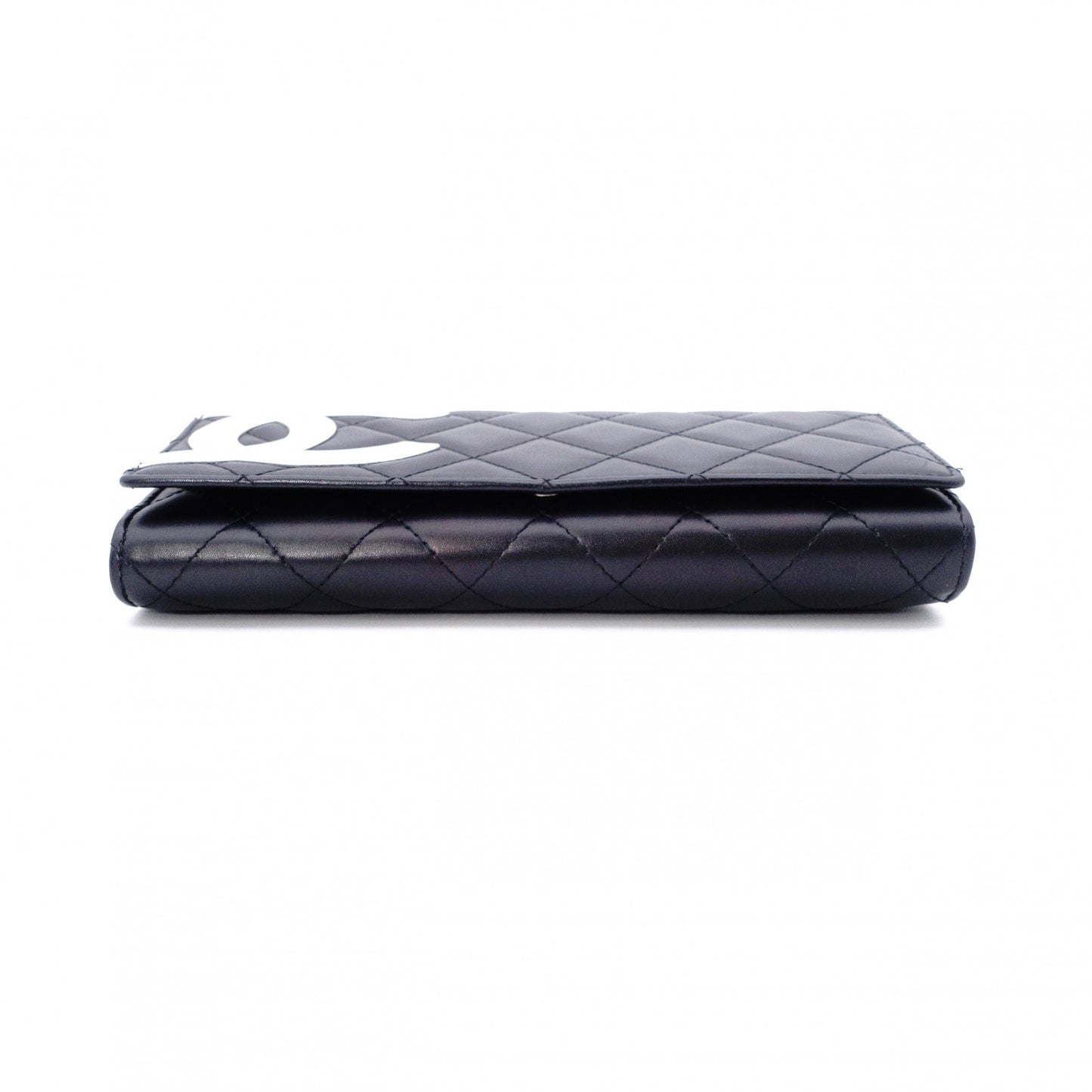 CHANEL Lambskin Cambon Line Long Wallet, Leather, Black, Silver, CC Logo
