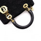 Christian Dior Lady Dior Handbag, Nylon, Black, 2-Way, Gold Hardware