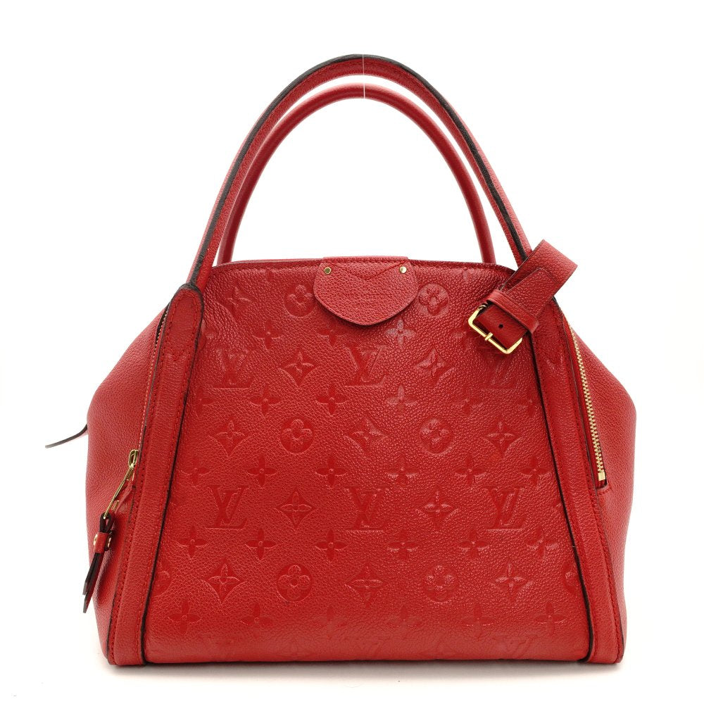 LOUIS VUITTON Marre MM Monogram Implant Handbag Red Leather Gold Hardware 7-10-195