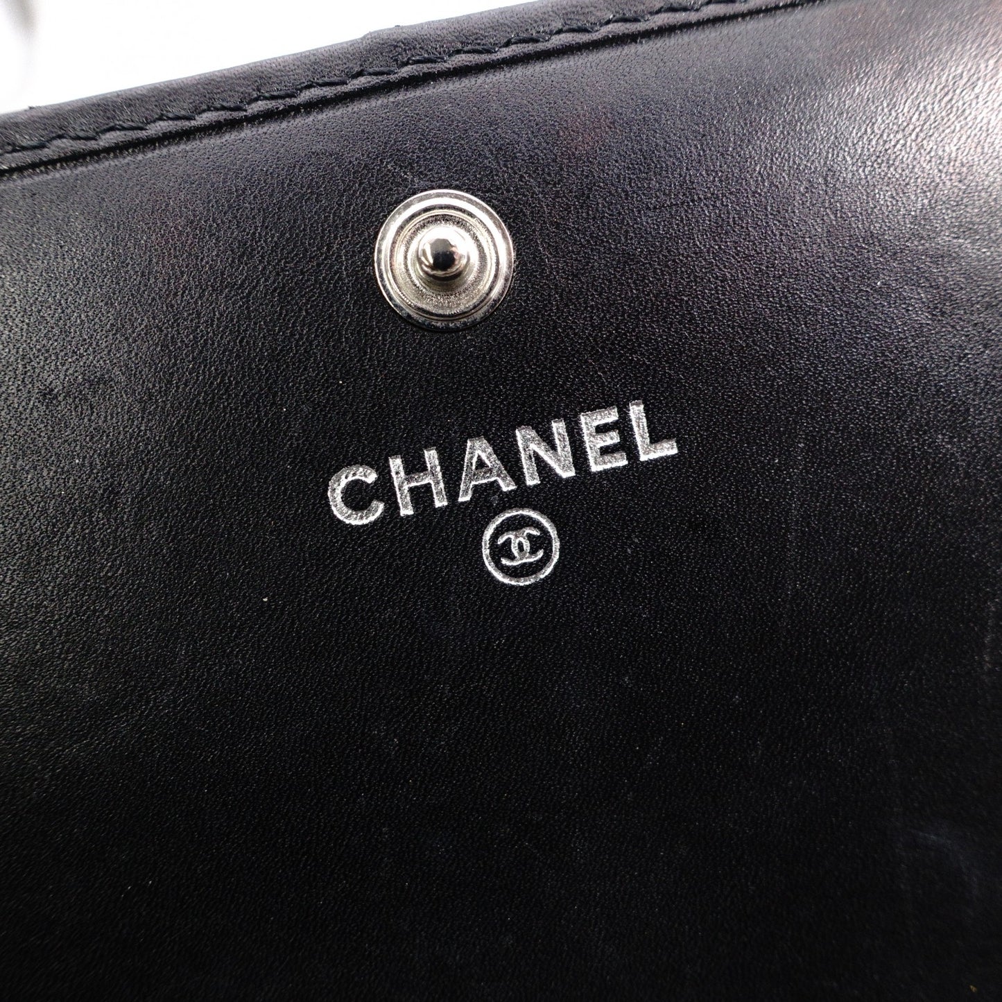 CHANEL Lambskin Cambon Line Long Wallet, Leather, Black, Silver, CC Logo