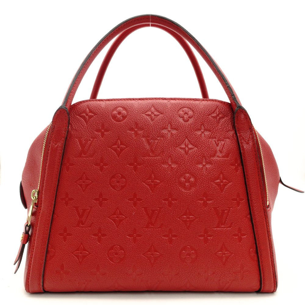 LOUIS VUITTON Marre MM Monogram Implant Handbag Red Leather Gold Hardware 7-10-195