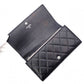 CHANEL Lambskin Cambon Line Long Wallet, Leather, Black, Silver, CC Logo