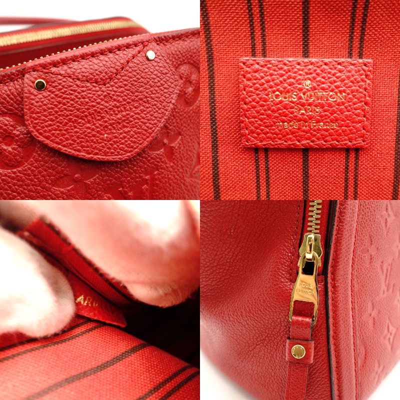 LOUIS VUITTON Marre MM Monogram Implant Handbag Red Leather Gold Hardware 7-10-195