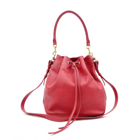 SAINT LAURENT Emmanuel 2-Way Shoulder Bag, Leather, Red, Women's