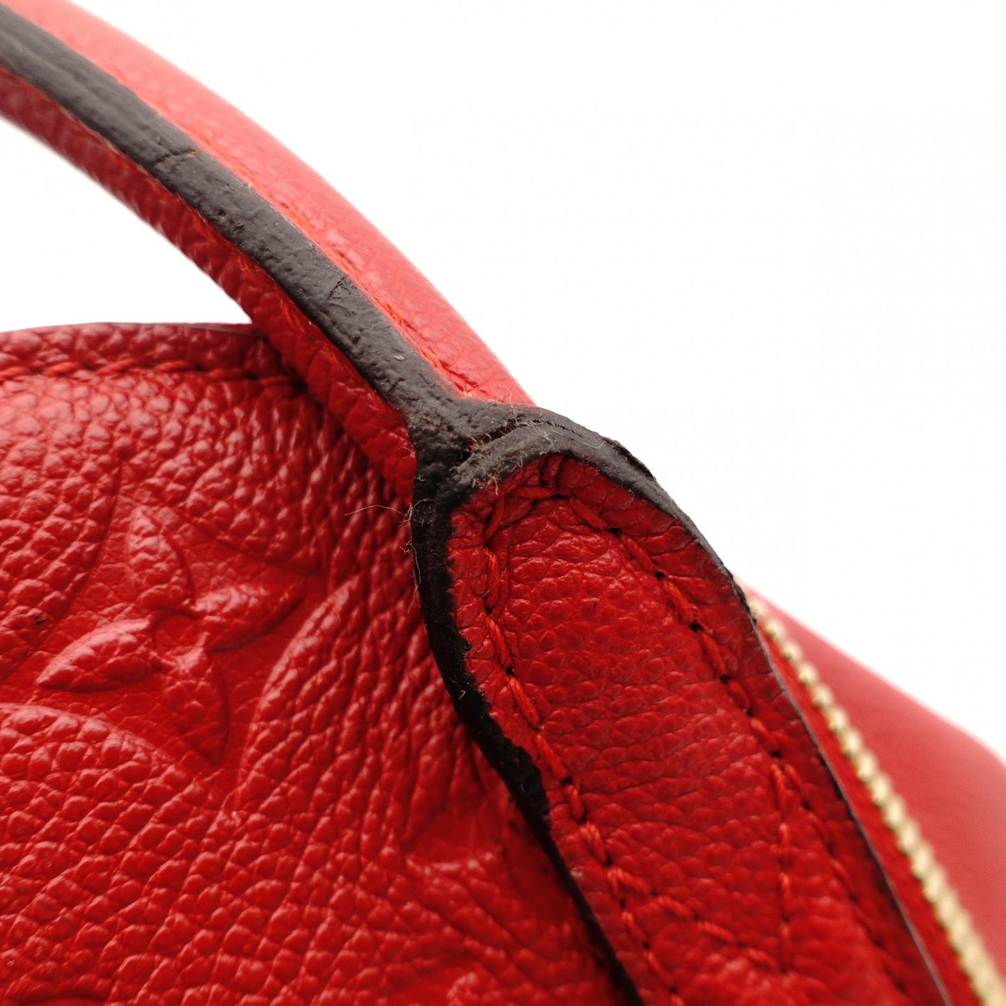 LOUIS VUITTON Marre MM Monogram Implant Handbag Red Leather Gold Hardware 7-10-195