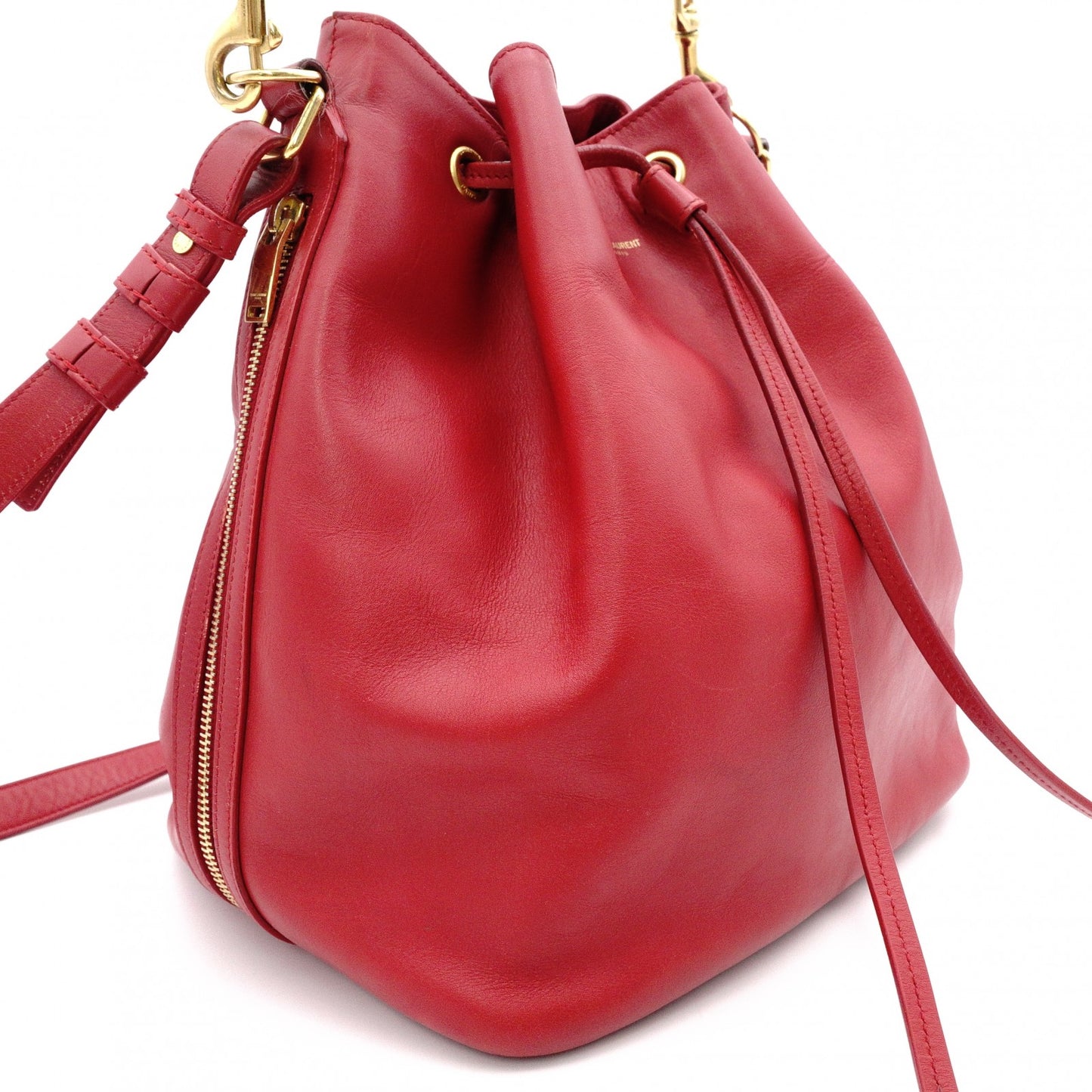 SAINT LAURENT Emmanuel 2-Way Shoulder Bag, Leather, Red, Women's