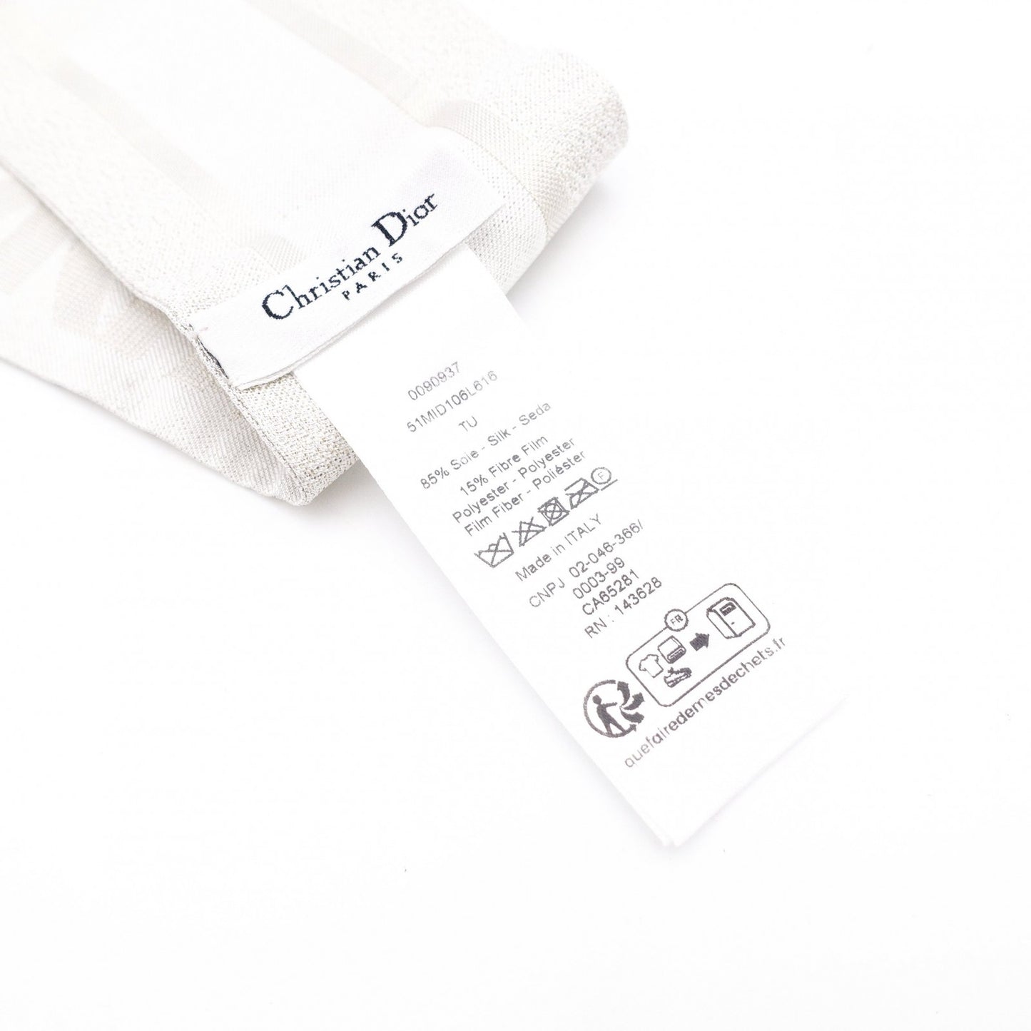 Christian Dior Silk Scarf Silver