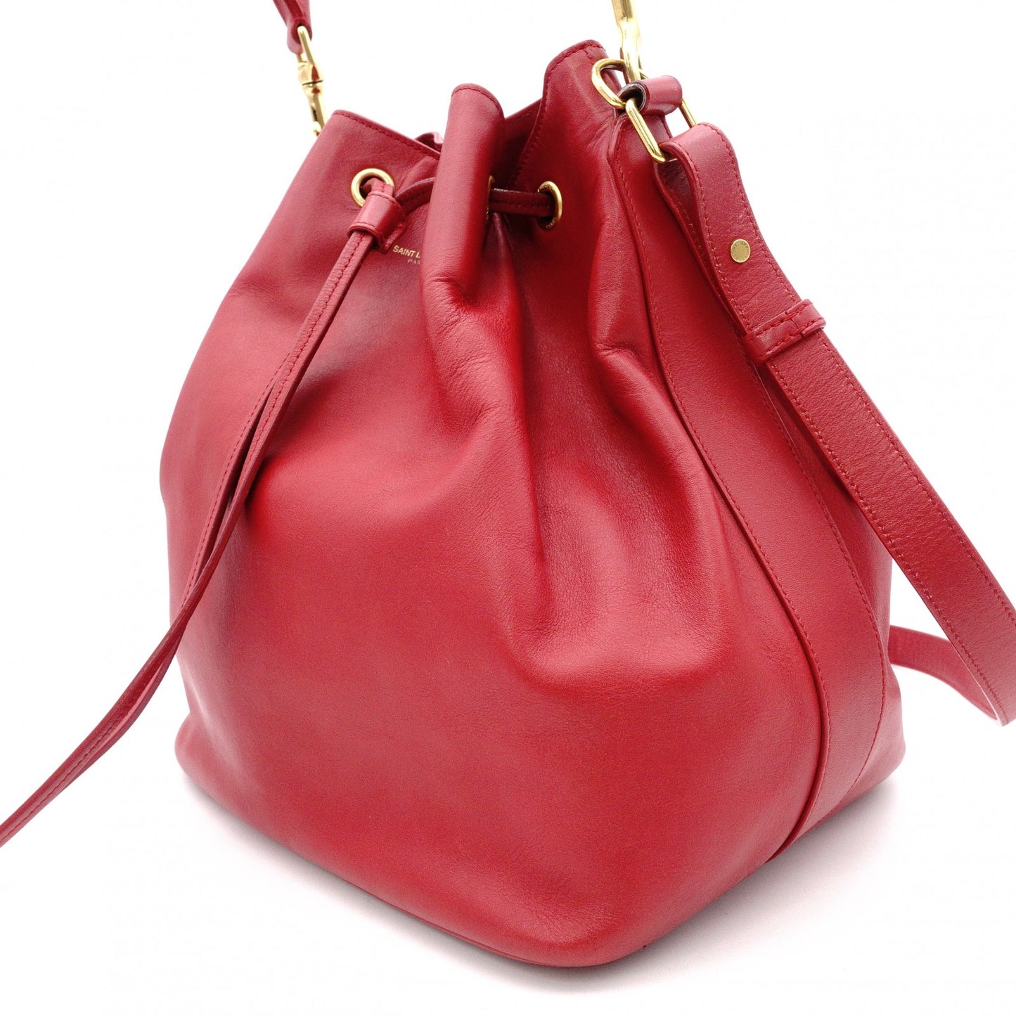 SAINT LAURENT Emmanuel 2-Way Shoulder Bag, Leather, Red, Women's