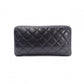 CHANEL Caviar Skin Matelassé Long Wallet, Leather, Black, CC Logo, Silver Hardware