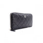 CHANEL Caviar Skin Matelassé Long Wallet, Leather, Black, CC Logo, Silver Hardware