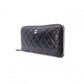 CHANEL Caviar Skin Matelassé Long Wallet, Leather, Black, CC Logo, Silver Hardware