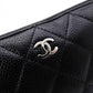 CHANEL Caviar Skin Matelassé Long Wallet, Leather, Black, CC Logo, Silver Hardware
