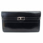 HERMES Kelly Wallet Leather Navy Silver Hardware Long Wallet with Engraving 7-10-799