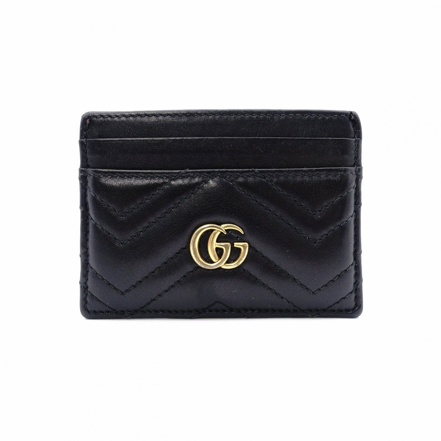 GUCCI Marmont Card Case Leather Black Men's