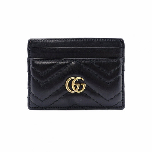 GUCCI Marmont Card Case Leather Black Men's