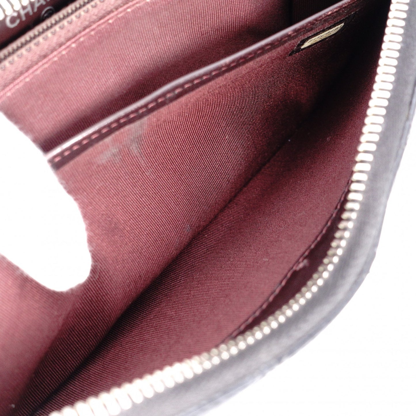 CHANEL Caviar Skin Matelassé Long Wallet, Leather, Black, CC Logo, Silver Hardware