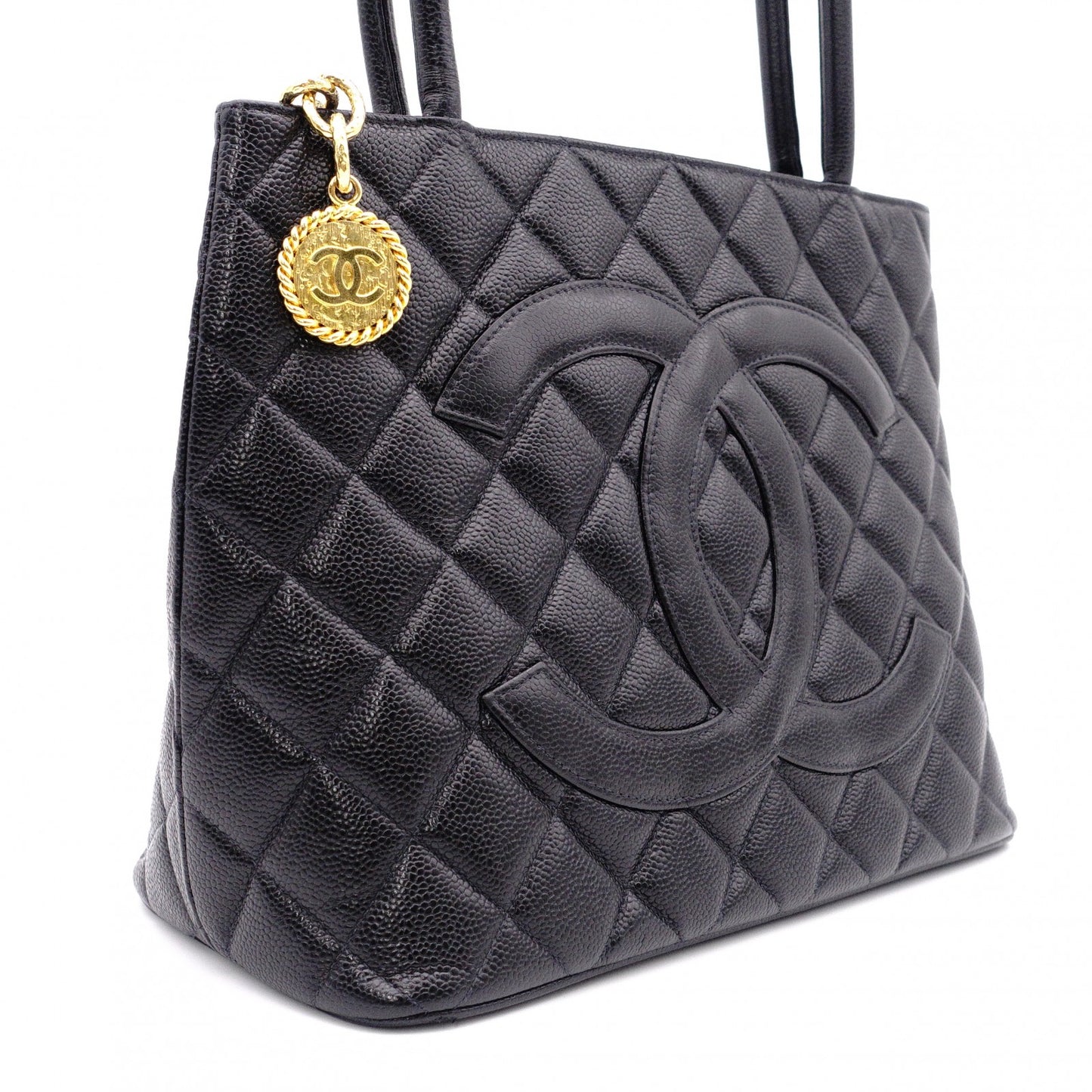 CHANEL Tote, Tote Bag, Leather, Black, Gold Hardware, Shoulder Strap, Vintage