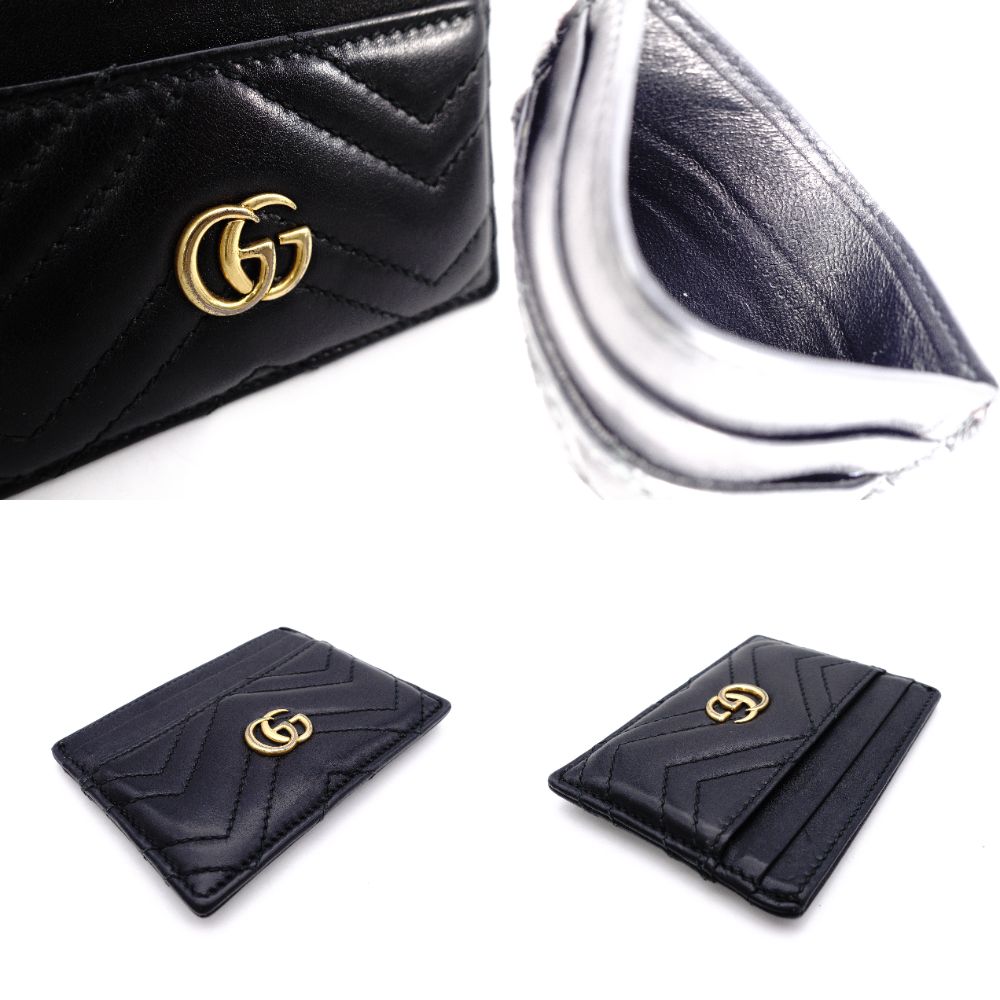 GUCCI Marmont Card Case Leather Black Men's