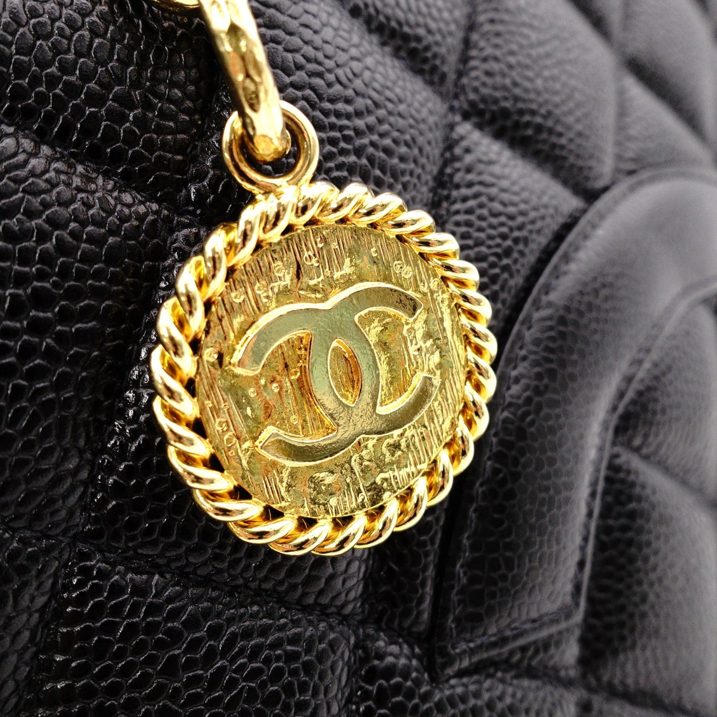 CHANEL Tote, Tote Bag, Leather, Black, Gold Hardware, Shoulder Strap, Vintage