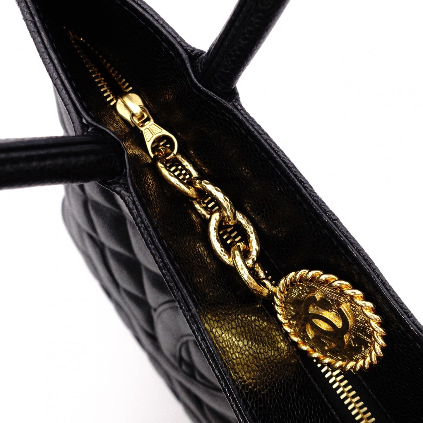 CHANEL Tote, Tote Bag, Leather, Black, Gold Hardware, Shoulder Strap, Vintage