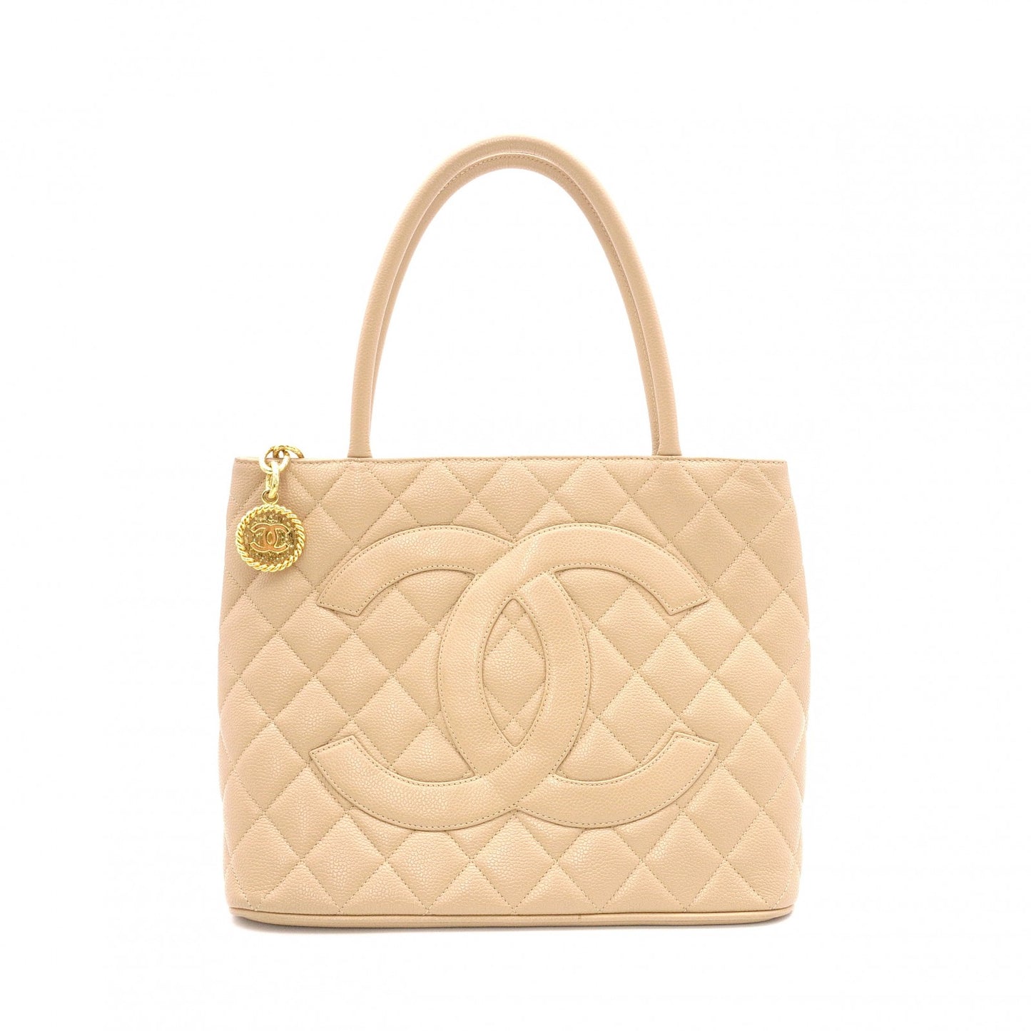 CHANEL Tote, Tote Bag, Leather, Beige, Gold Hardware, Shoulder Strap