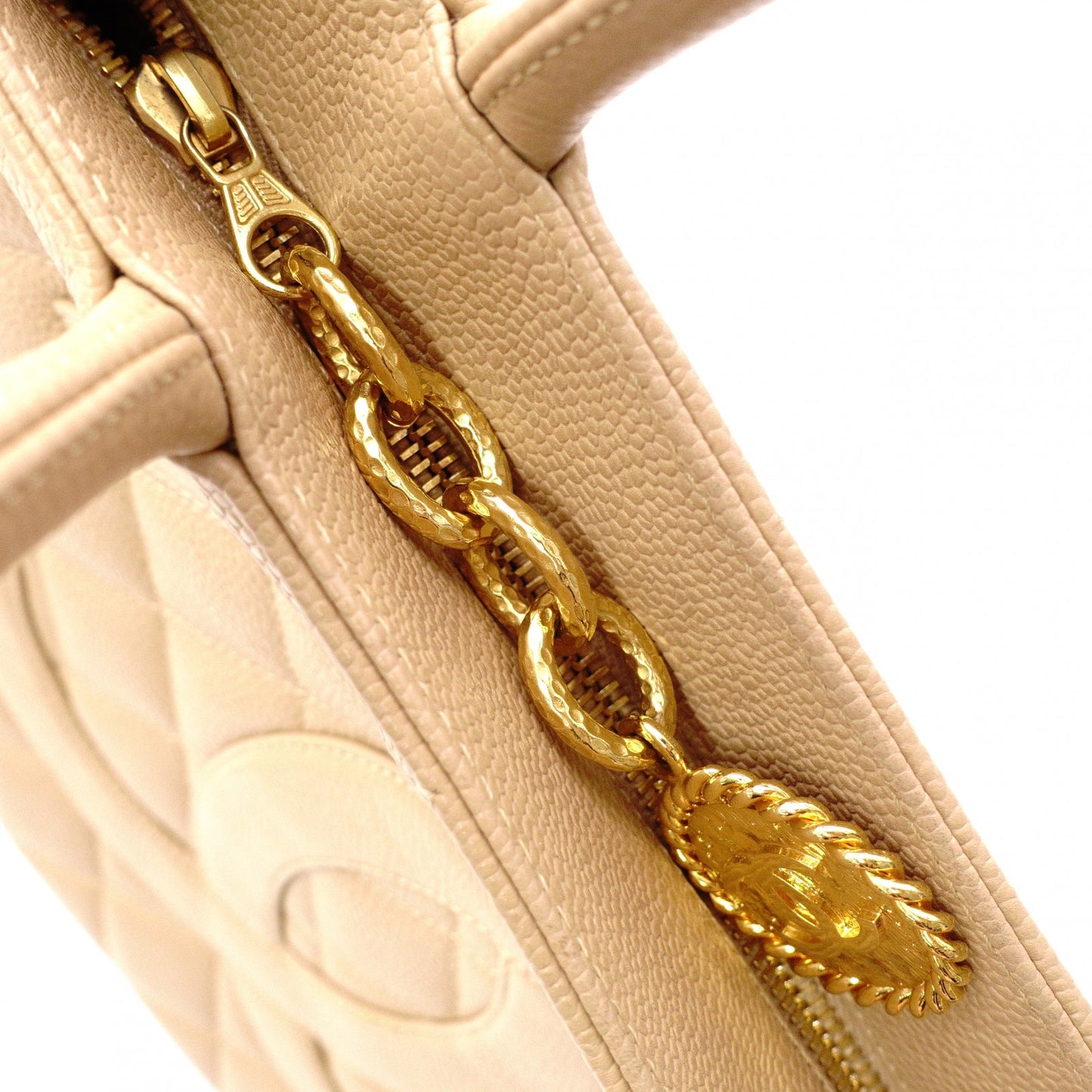 CHANEL Tote, Tote Bag, Leather, Beige, Gold Hardware, Shoulder Strap