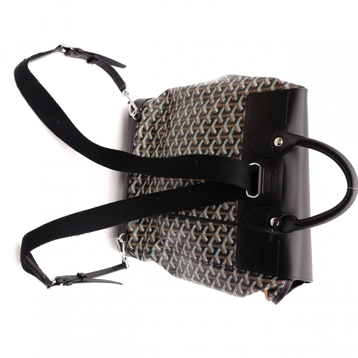 Unused GOYARD Alpane Backpack MM, PVC/Leather, Black, Men's