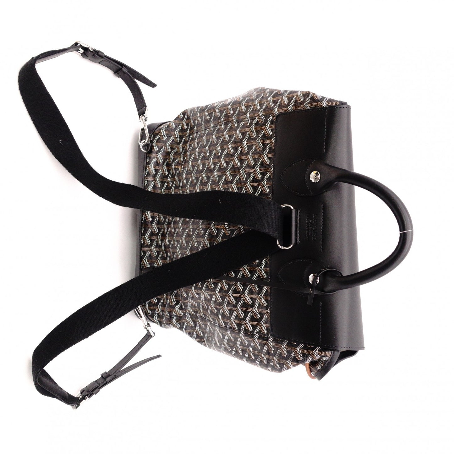 Unused GOYARD Alpane Backpack MM, PVC/Leather, Black, Men's