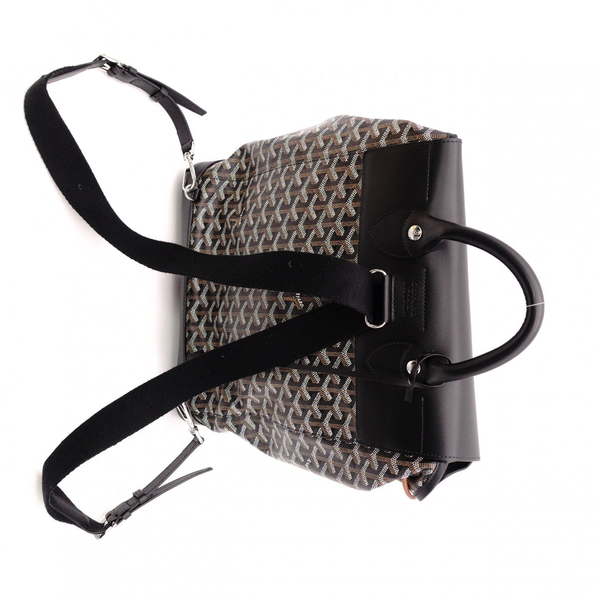 Unused GOYARD Alpane Backpack MM, PVC/Leather, Black, Men's