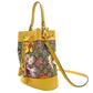 GUCCI GG Supreme Flora Bucket Bag Beige × Yellow PVC Leather 2-Way Crossbody 7-10-670