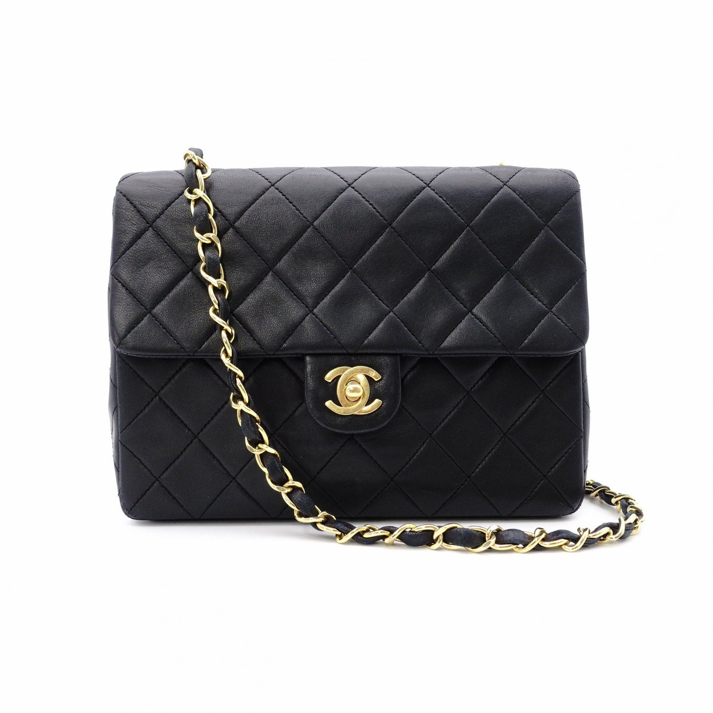 CHANEL Matelassé Shoulder Bag Leather Black Gold Hardware