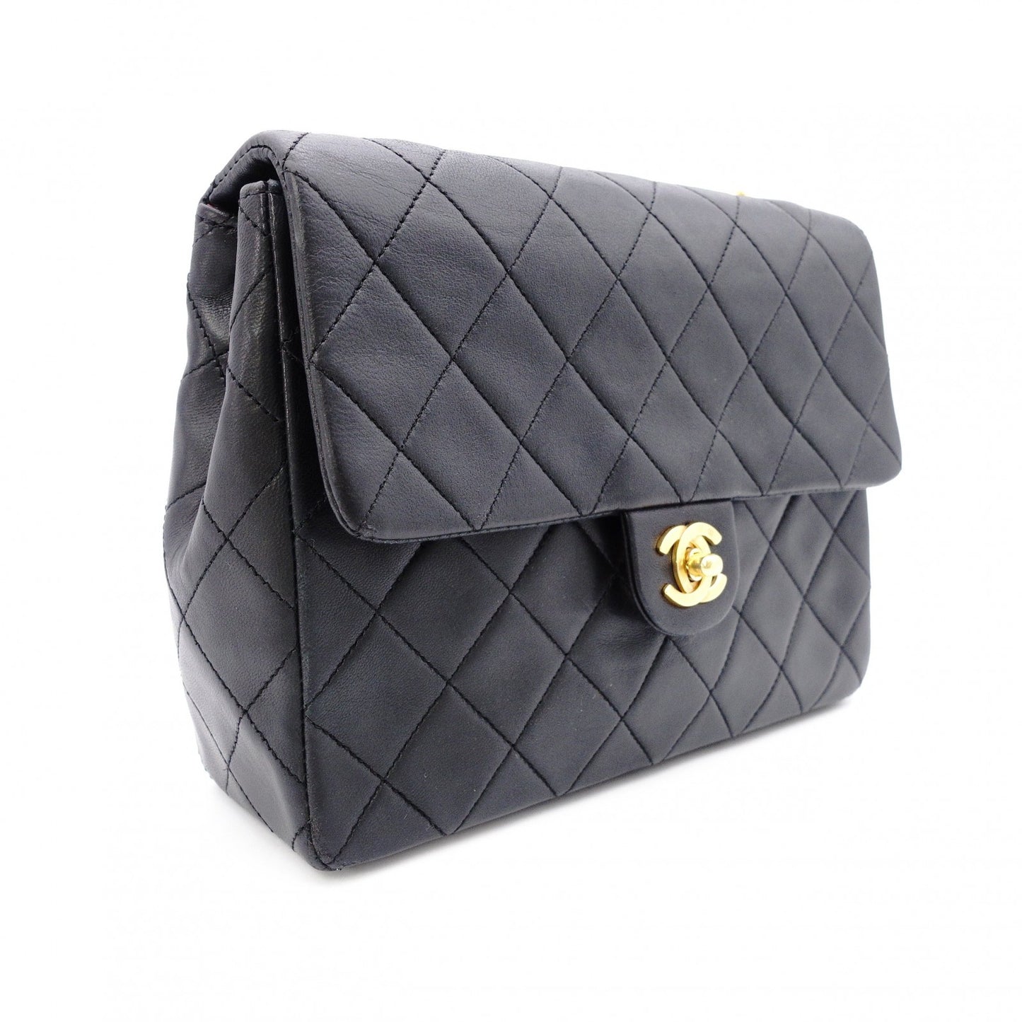 CHANEL Matelassé Shoulder Bag Leather Black Gold Hardware