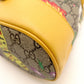 GUCCI GG Supreme Flora Bucket Bag Beige × Yellow PVC Leather 2-Way Crossbody 7-10-670