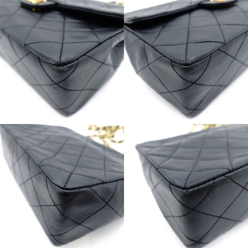 CHANEL Matelassé Shoulder Bag Leather Black Gold Hardware