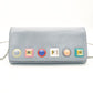 FENDI Lockstud Spike Wallet Chain Shoulder Bag Gray Leather Silver Hardware Wallet 7-9-489